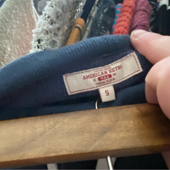 American Retro washed out navy crop jogger drawstring sweat pants - Picture 7 of 8